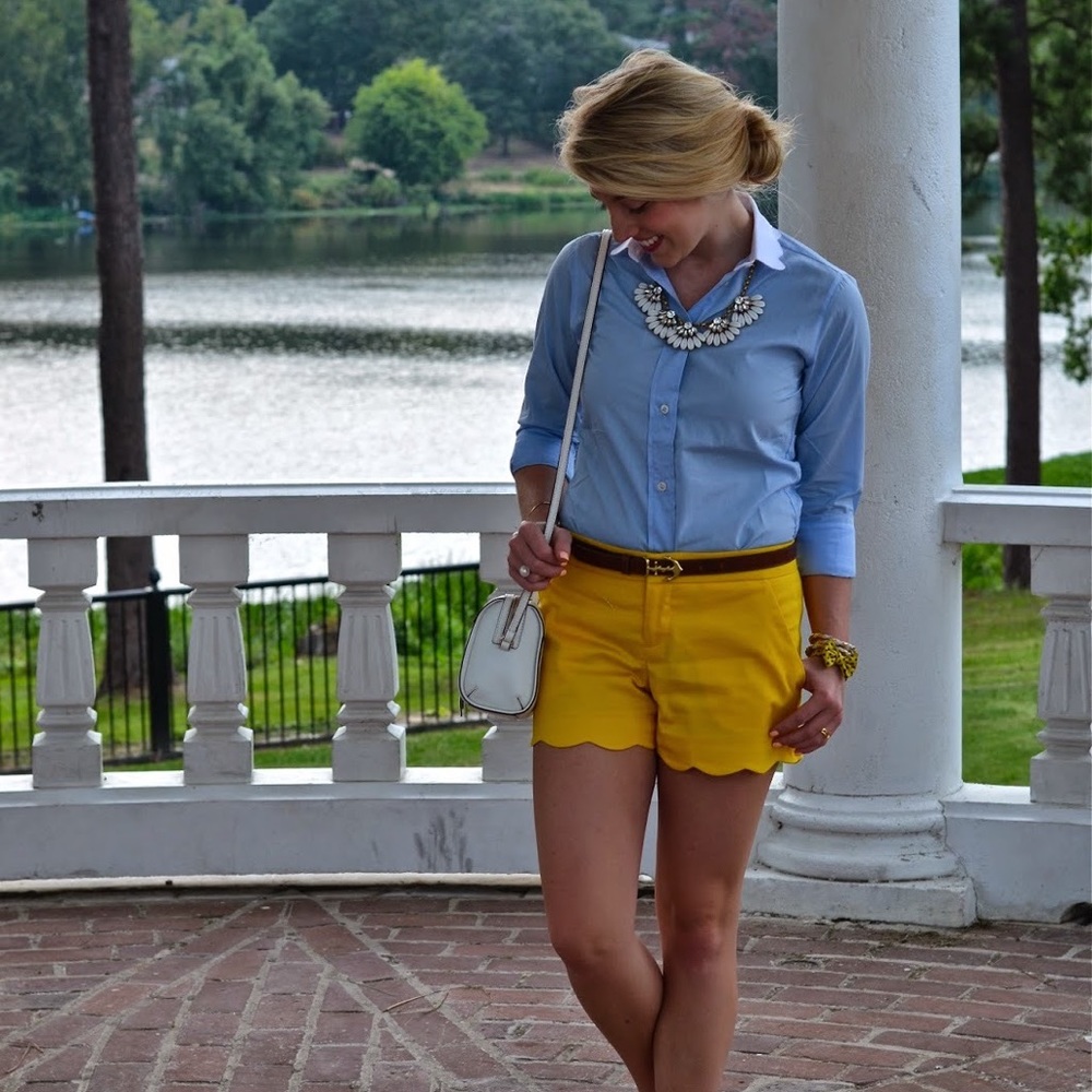 Kiel James Patrick Small Blue Scallop Oxford Shirt